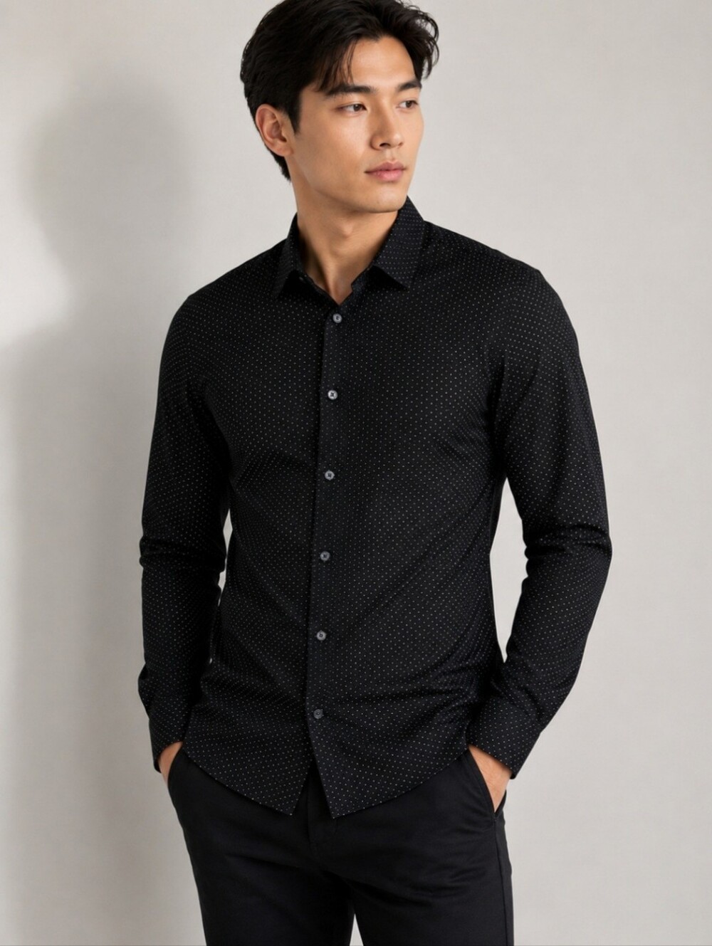 Poshmark Title: H&M Men's Black Micro Dot Slim Fit Easy Iron Dress